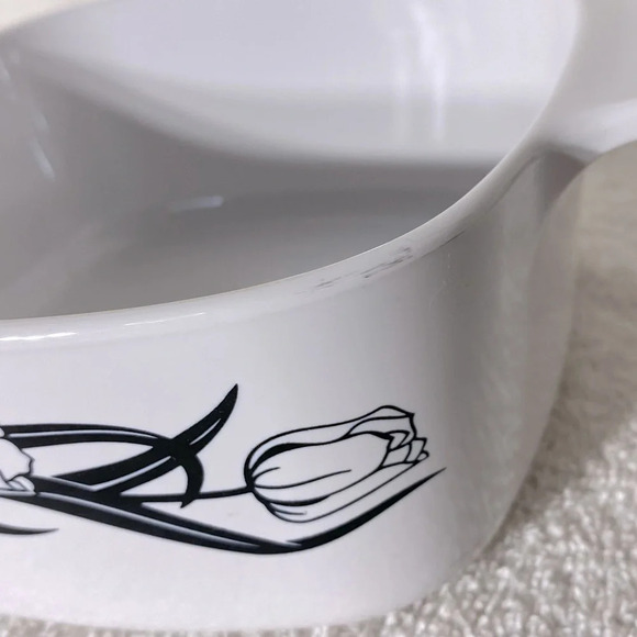 Vintage Corningware Lyrics Black Tulip Print Casserole Dish A-1.5-L USA - Picture 2 of 13